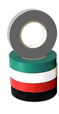 Four rolls of athletic tape stacked together, showing the color options: gray, green, white, and black.